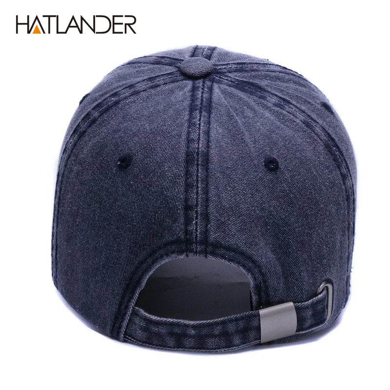 [HATLANDER]Brand Washed Soft Cotton Baseball Cap Hat for Women Men Vintage Dad Hat 3d Embroidery Casual Outdoor Sports Cap