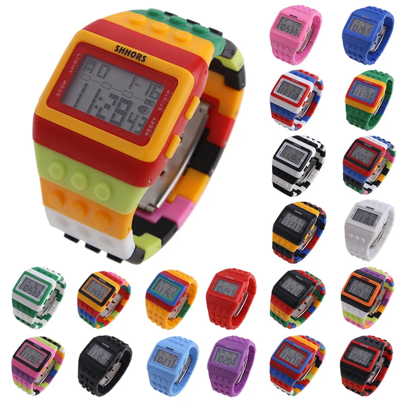 Reloj digital LED unisex, reloj tipo bloque de construcción para armar, reloj deportivo para niños, regalo de Navidad y Año Nuevo