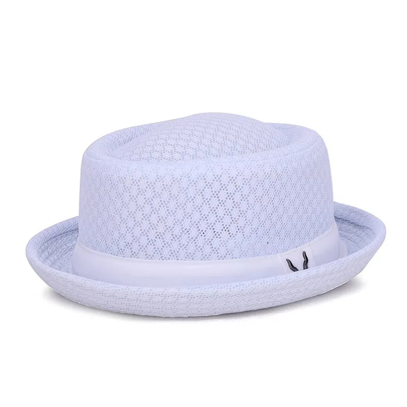 England Jazz Hat Breathable Mesh Flat Hat  Visor Straw Hat Beach Hat Retro Cap Foldable Cap Sun Hat Casual Panama Hat