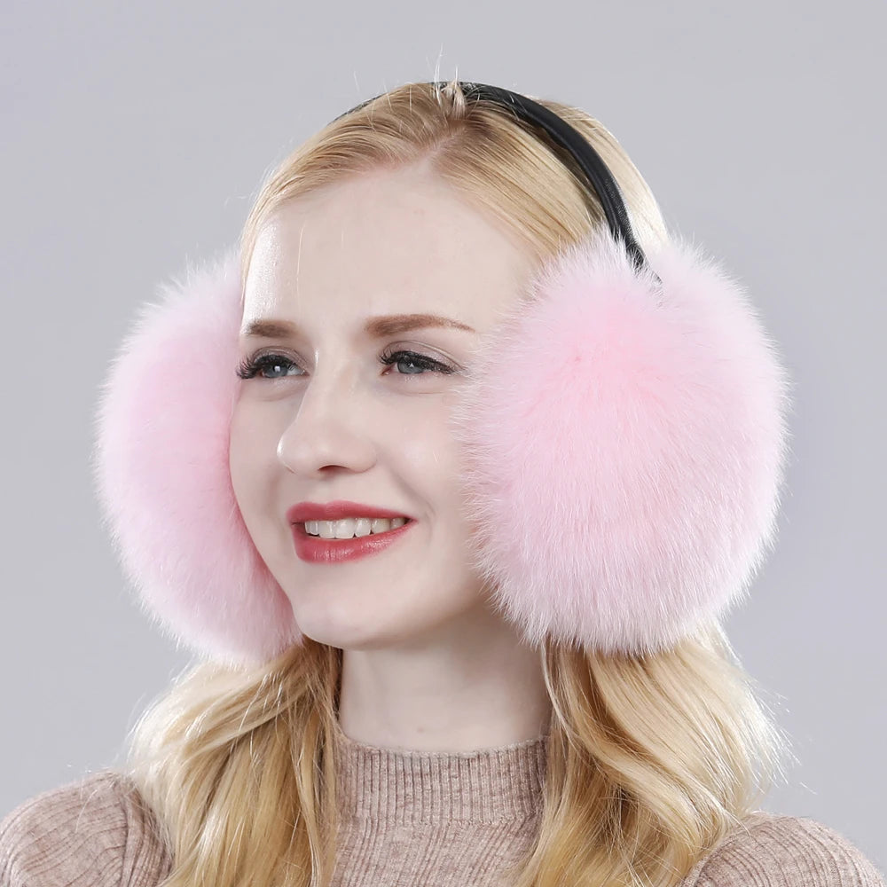 Real Fox Raccoon Fur Hang Ear Cover Warm Winter Earmuffs Headwear Ear Muffs Earmuffs Cold Ear Warmer Ear Protection Headband