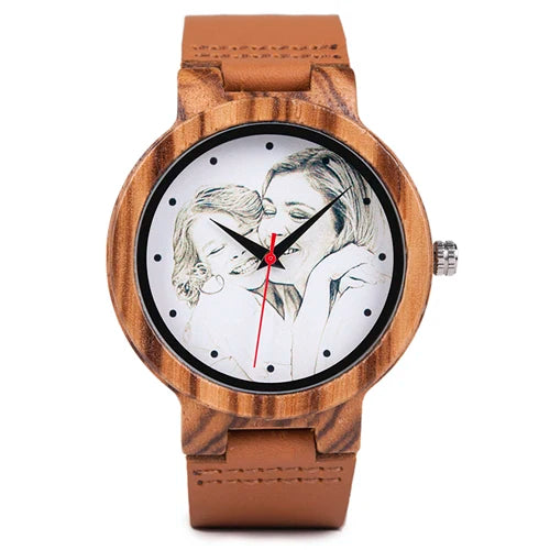 Personality Creative Design Customers Photos UV Printing Customize Wooden Watch Customization Laser Print Great Gift Watches