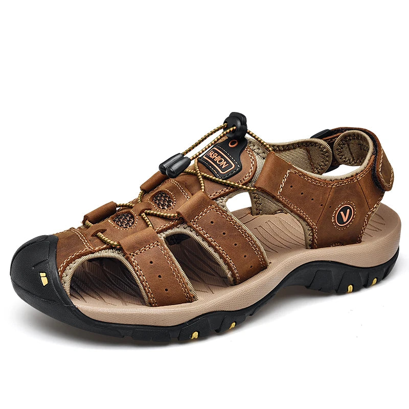 New Men Shoes Genuine Leather Men Sandals Summer Men Causal Shoes Beach Sandals Man Fashion Outdoor Casual Sneakers Size 38-48