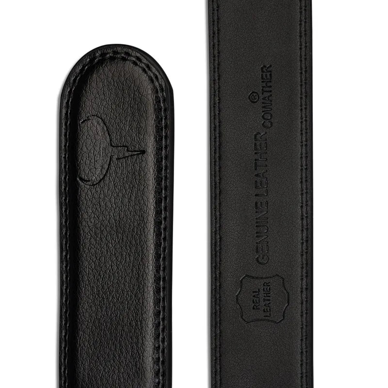 COWATHER Men's Belt Automatic Ratchet Buckle With Cow Genuine Leather Belts for Men Luxury Brand Male Strap 110-130cm Length