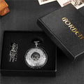 Reloj de bolsillo mecánico para hombre, estilo vintage, con caja de doble apertura, esfera con números romanos, cuerda manual y cadena con pasador, ideal para regalo.