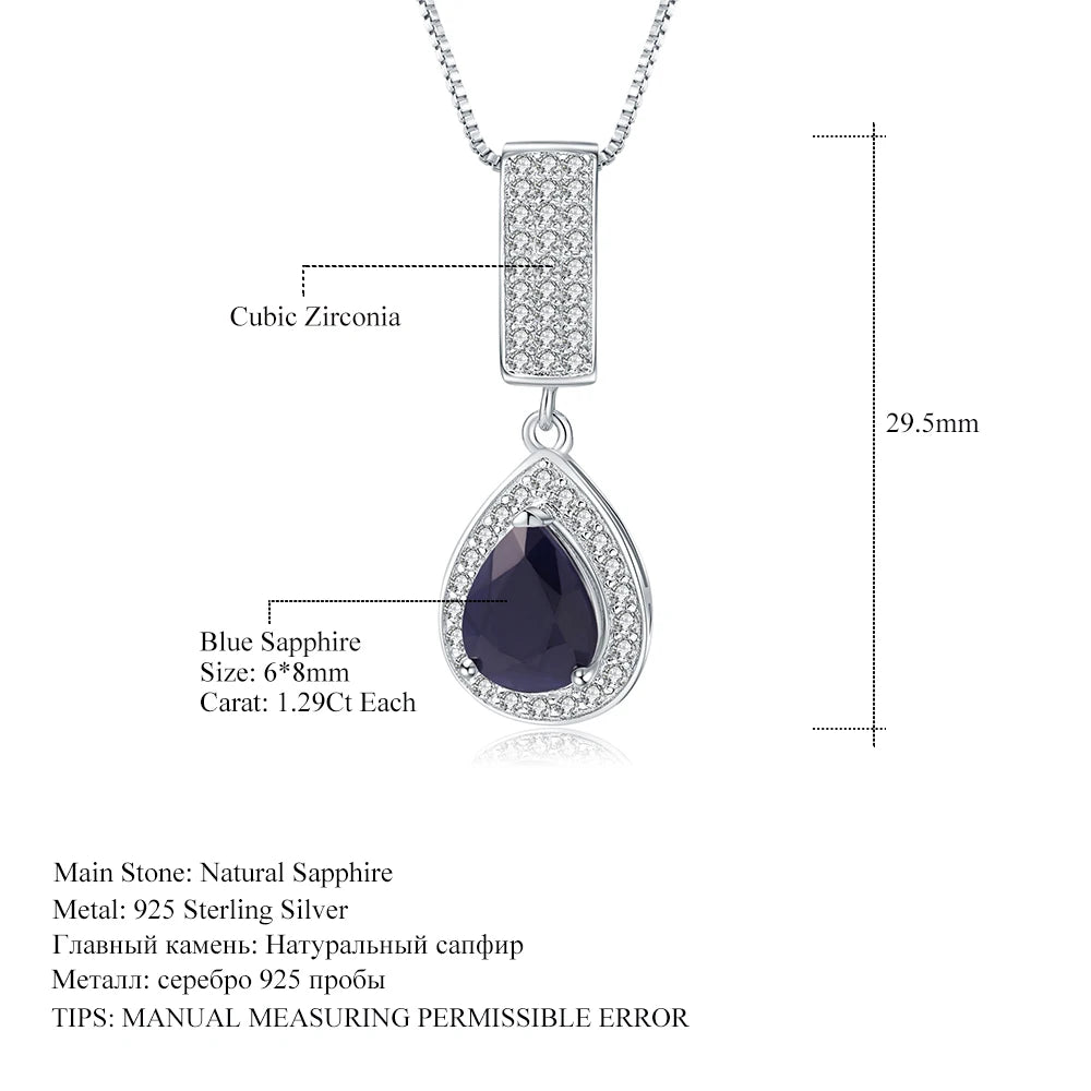 GEM'S BALLET 925 Sterling Silver Smycken 1,29 ct Naturlig Blå Safir Ädelsten Elegant Halsband med Hänge för Kvinnor Fina Smycken