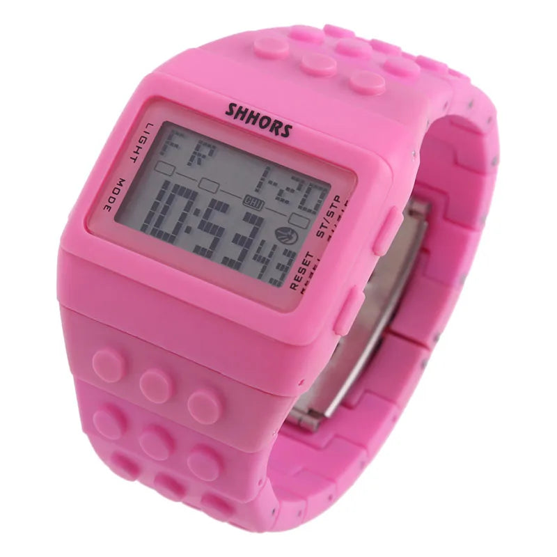 Reloj digital LED unisex, reloj tipo bloque de construcción para armar, reloj deportivo para niños, regalo de Navidad y Año Nuevo