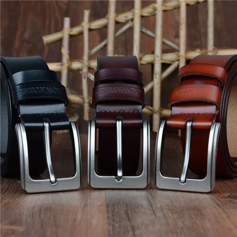 Cinturón de hombre COWATHER de piel auténtica de vaca, cinturones de diseño para hombre, correa masculina de moda de alta calidad vintage para vaqueros, piel de vaca XF002