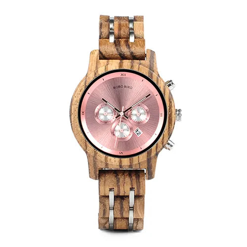 BOBO BIRD Women Watches Luxury Chronograph Watch With Auto Date Versatile Ladies Wooden Timepieces Custom Couple Quartz Watch