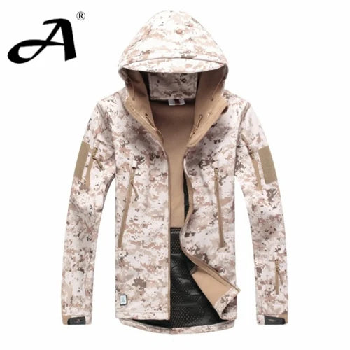 Chaqueta tipo soft shell de piel de tiburón para hombre, otoño-invierno; ropa militar impermeable, chaqueta de camuflaje.