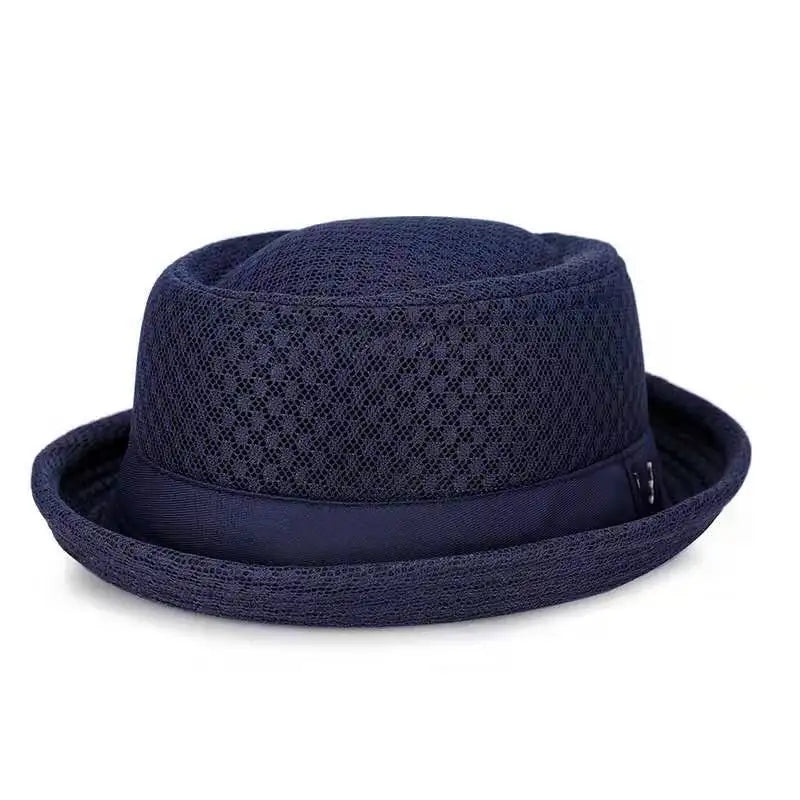 England Jazz Hat Breathable Mesh Flat Hat  Visor Straw Hat Beach Hat Retro Cap Foldable Cap Sun Hat Casual Panama Hat