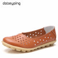Dobeyping Genuine Leather Women Flats New Cut-Outs Summer Shoes Woman Hollow Women's Loafers Female Solid Shoe Large Size 35-44