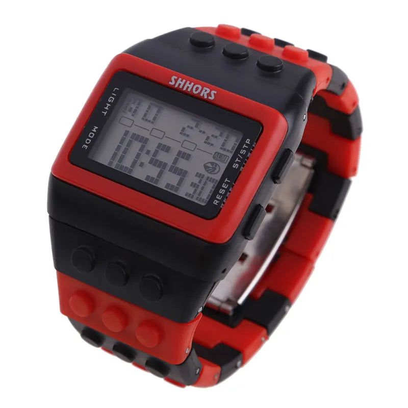 Relojes digitales LED modernos para niños, bloques de construcción coloridos, estilo unisex, deportivos, reloj de pulsera para hombre y mujer, regalo para niños