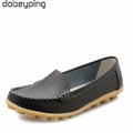 Dobeyping New Spring Autumn Shoes Woman Genuine Leather Women Flats Slip on Women Loafers Moccasins Female Shoe Plus Size 35-44
