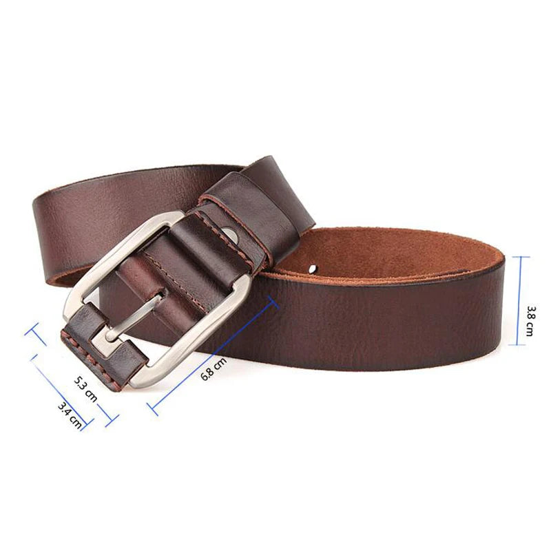 Designer Belt Men Luxury 100% Real Full Grain Thick Cowhide Genuine Leather Vintage 3.8cm Sport Masculine Big Size Soft Belt 150