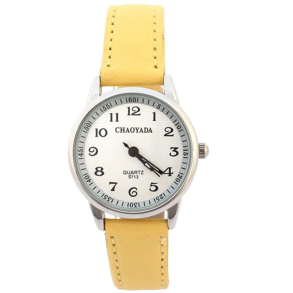 Reloj infantil Chaoyada para niña con correa de piel, reloj de cuarzo para estudiantes, ideal para aprender la hora, regalo casual de moda para niños.
