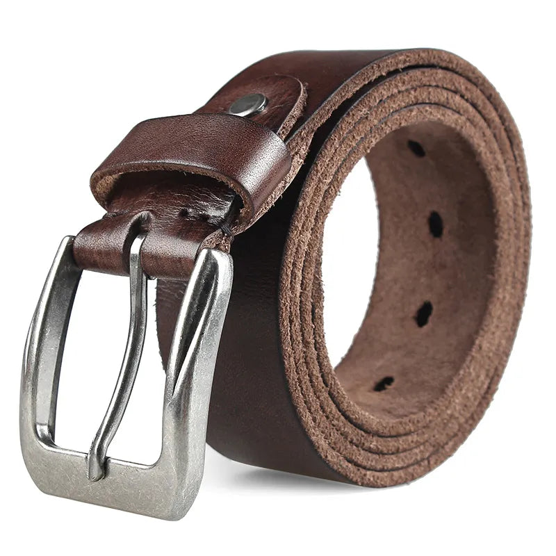 MEDYLA Men Top Layer Leather  Casual High Quality Belt Vintage Design Pin Buckle Genuine Leather Belts for Men Original Cowhide