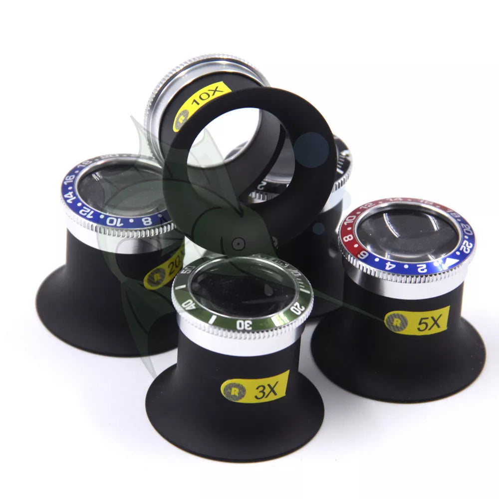 Lupa de cristal ultra transparente de 3X 5X 10X 20X con cuerpo de aleación de aluminio, herramienta de reparación de relojes para relojeros