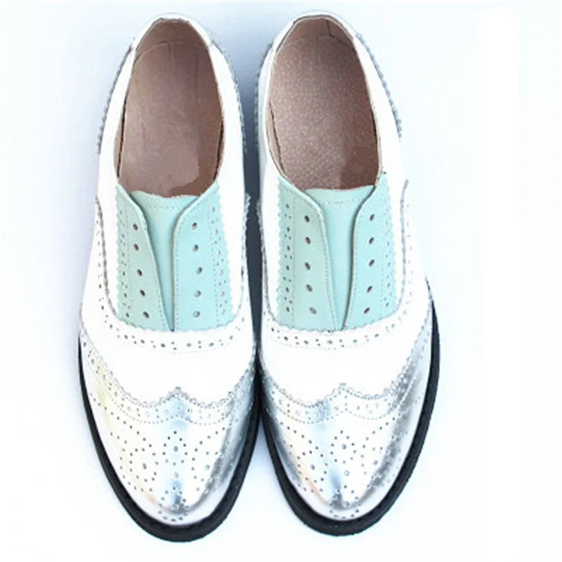 Women's Genuine Natural Leather Oxfords Brogues Elegant Designer Shoes Woman Luxury Comfortable Casual Footwear Loafers