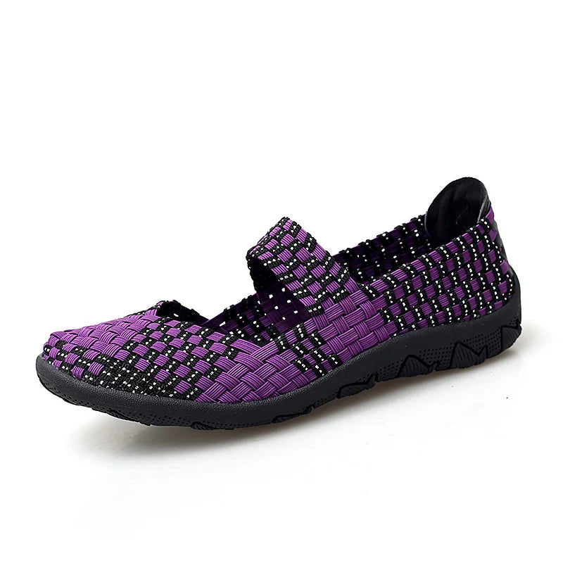 Womens Flats Shoes Slip on Fashion Woven Sneakers Casual Breathable Summer Tenis ComfortWomen Walk Shoes Female Zapatos De Mujer