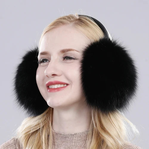 Real Fox Raccoon Fur Hang Ear Cover Warm Winter Earmuffs Headwear Ear Muffs Earmuffs Cold Ear Warmer Ear Protection Headband