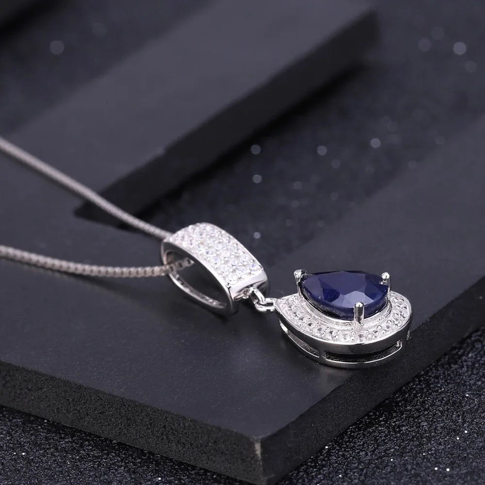 GEM'S BALLET 925 Sterling Silver Smycken 1,29 ct Naturlig Blå Safir Ädelsten Elegant Halsband med Hänge för Kvinnor Fina Smycken