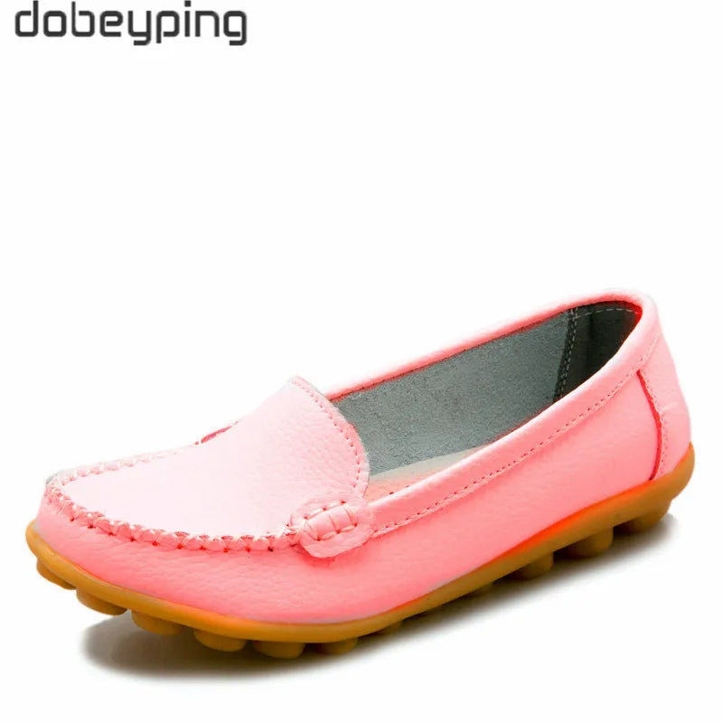 Dobeyping New Spring Autumn Shoes Woman Genuine Leather Women Flats Slip on Women Loafers Moccasins Female Shoe Plus Size 35-44