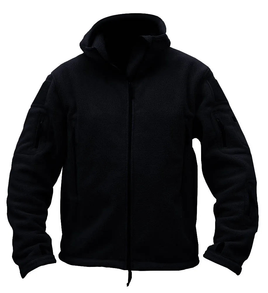 TACVASEN Winter Hooded Fleece Jackets Mens Zipper Pockets Camping Work Jacket Thermal Autumn Outerwear Outdoor Hiking Warm Coat