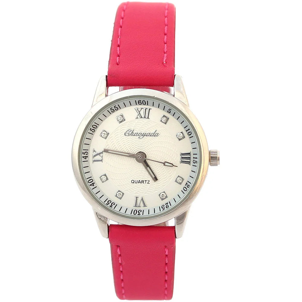 Reloj infantil Chaoyada para niña con correa de piel, reloj de cuarzo para estudiantes, ideal para aprender la hora, regalo casual de moda para niños.