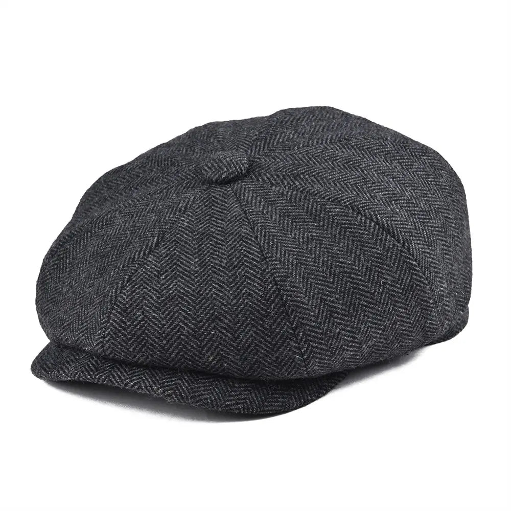 BOTVELA Wool Tweed Newsboy Cap Herringbone Men Women Gatsby Retro Hat 8 Panel Driver Flat Cap Black Brown Green Navy Blue Coffee