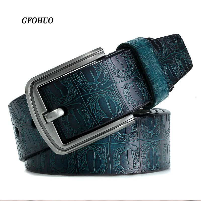 Cinturón de piel de vaca auténtica con diseño de lujo, hebilla de espiga, cinturón para vaqueros de hombre, cinturón de negocios, cinturón vaquero, producto nuevo en oferta.