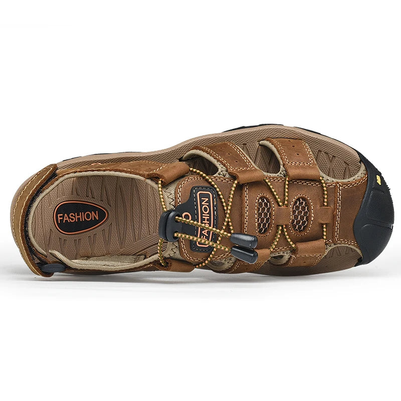 New Men Shoes Genuine Leather Men Sandals Summer Men Causal Shoes Beach Sandals Man Fashion Outdoor Casual Sneakers Size 38-48