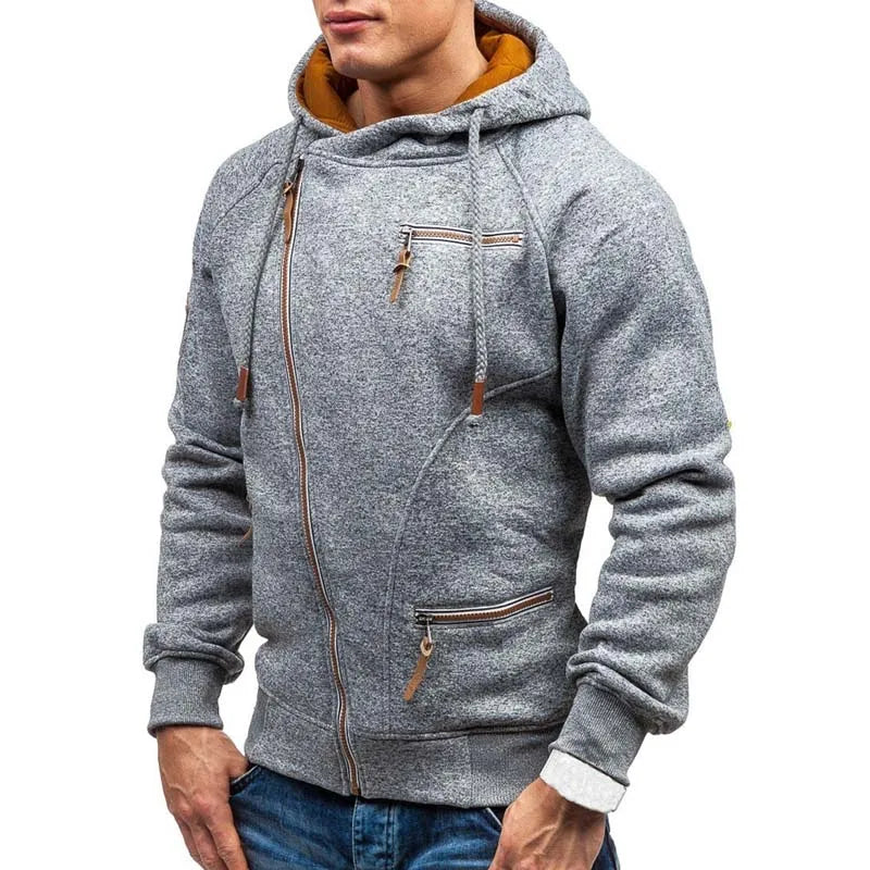 Ny hoodie för män 2025 höst avslappnad enfärgad långärmad herrhoodie sweatshirt smal dragkedja huvtröja sweatshirt herr huvtröja streetwear