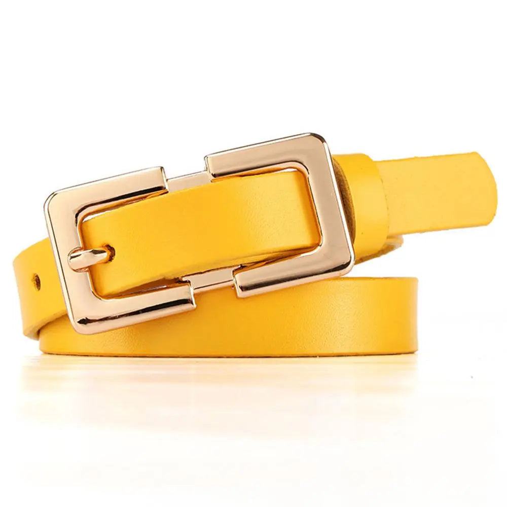 Cinturones de piel auténtica para mujer, hebilla dorada de metal, cinturón retro fino de 1,5 cm de ancho para jeans, modelo LDFC004