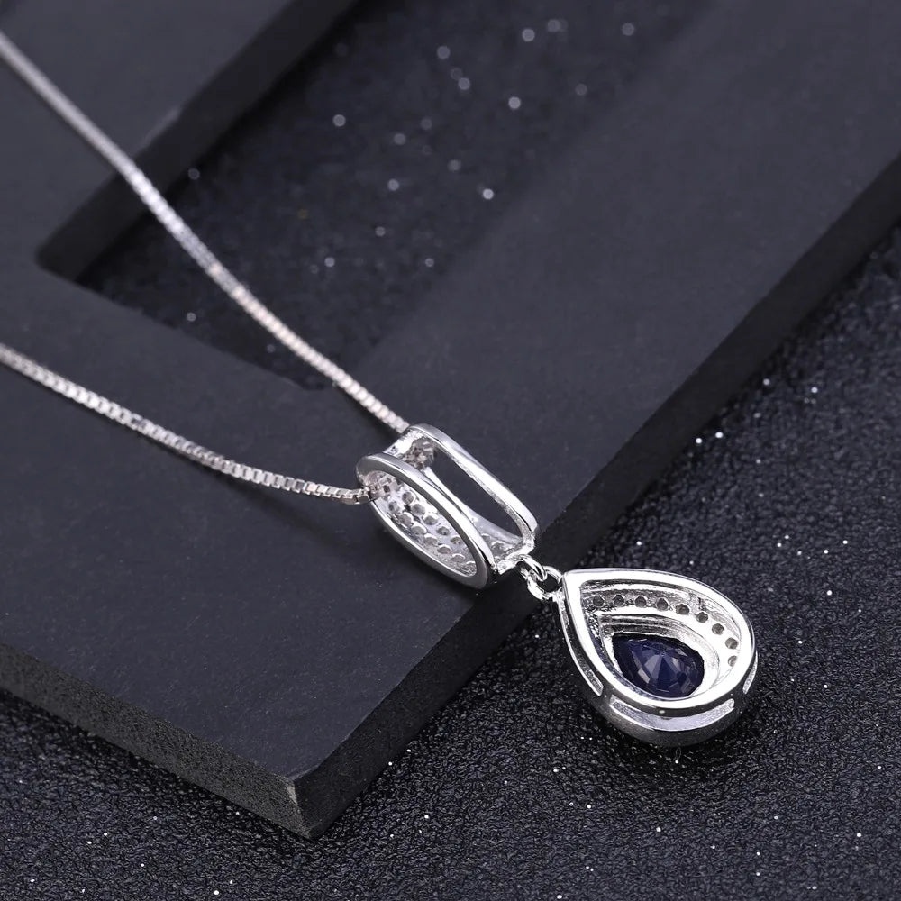 GEM'S BALLET 925 Sterling Silver Smycken 1,29 ct Naturlig Blå Safir Ädelsten Elegant Halsband med Hänge för Kvinnor Fina Smycken