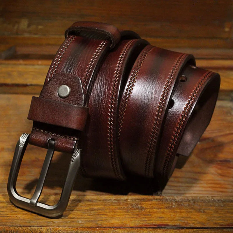 3.8CM Mens Cowskin Belts Luxury Full Grain Cowhide Genuine Leather Belt High Quality Pin Buckle Strap for Jeans Ceintures Cintos
