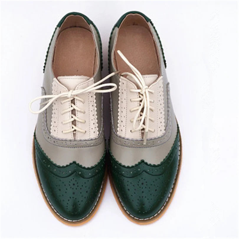 Women's Genuine Natural Leather Oxfords Brogues Elegant Designer Shoes Woman Luxury Comfortable Casual Footwear Loafers