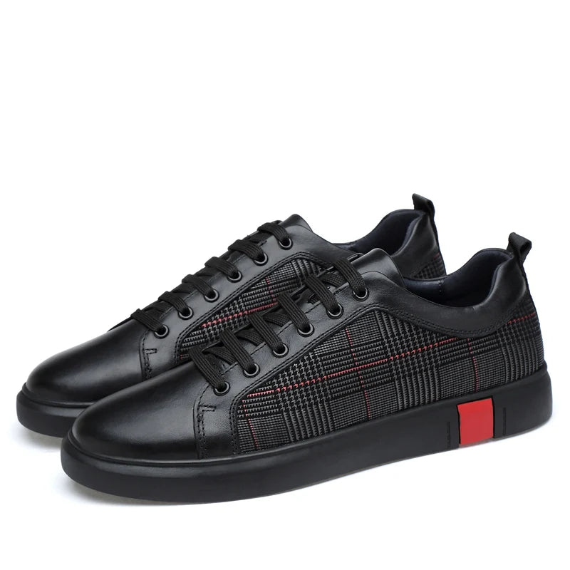 Genuine Cow Leather Men Shoes Fashion Handmade Top Quality Men Flats Male Casual Shoes Zapatos Hombre Lace-Up Black Size 36-46