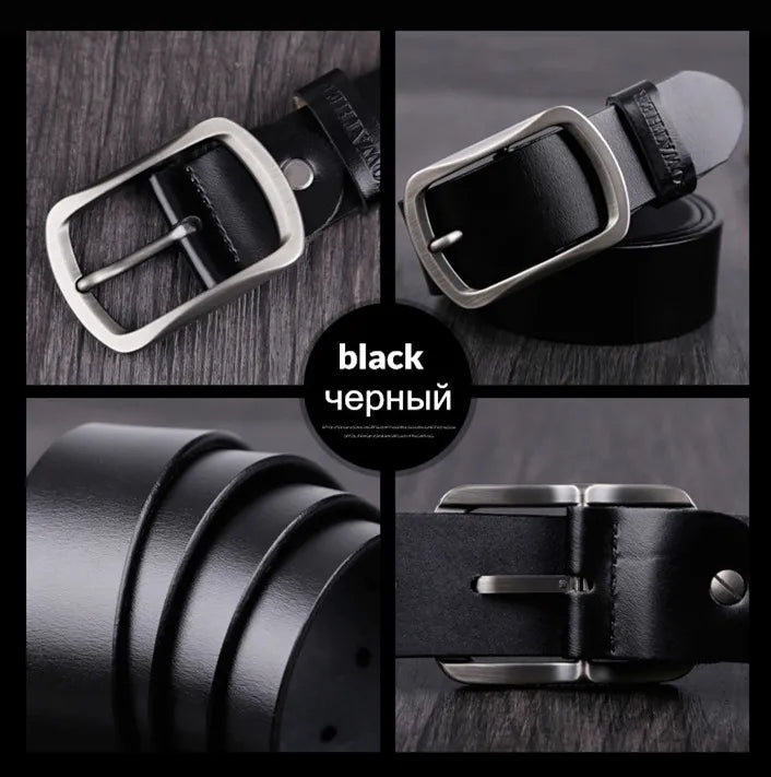 Cinturón de piel de vaca auténtica COWATHER para hombre, correa de marca con hebilla de espiga, estilo vintage para vaqueros, largo de 100-150 cm, cintura de 30-52, XF001