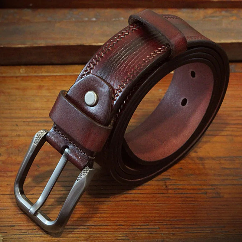 3.8CM Mens Cowskin Belts Luxury Full Grain Cowhide Genuine Leather Belt Pin Buckle Strap for Jeans Ceintures Cintos