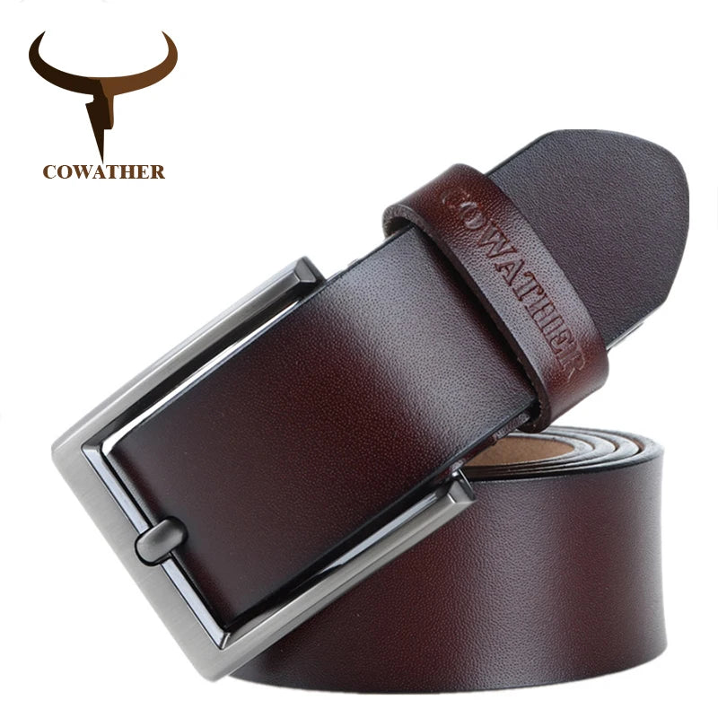 COWATHER Men Belt Cow Genuine Leather Designer Belts for Men High Quality Fashion Vintage Male Strap for Jeans Cow Skin XF002