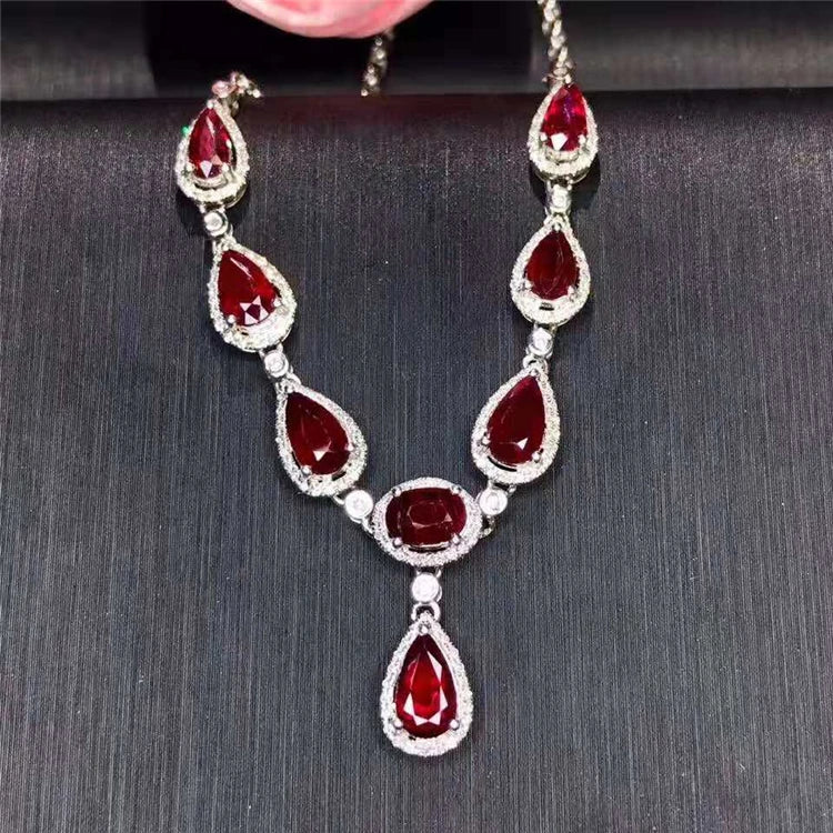 Collar de oro con dije de rubí natural de 3.5 quilates sin calentar, joyería de lujo para mujer, boda