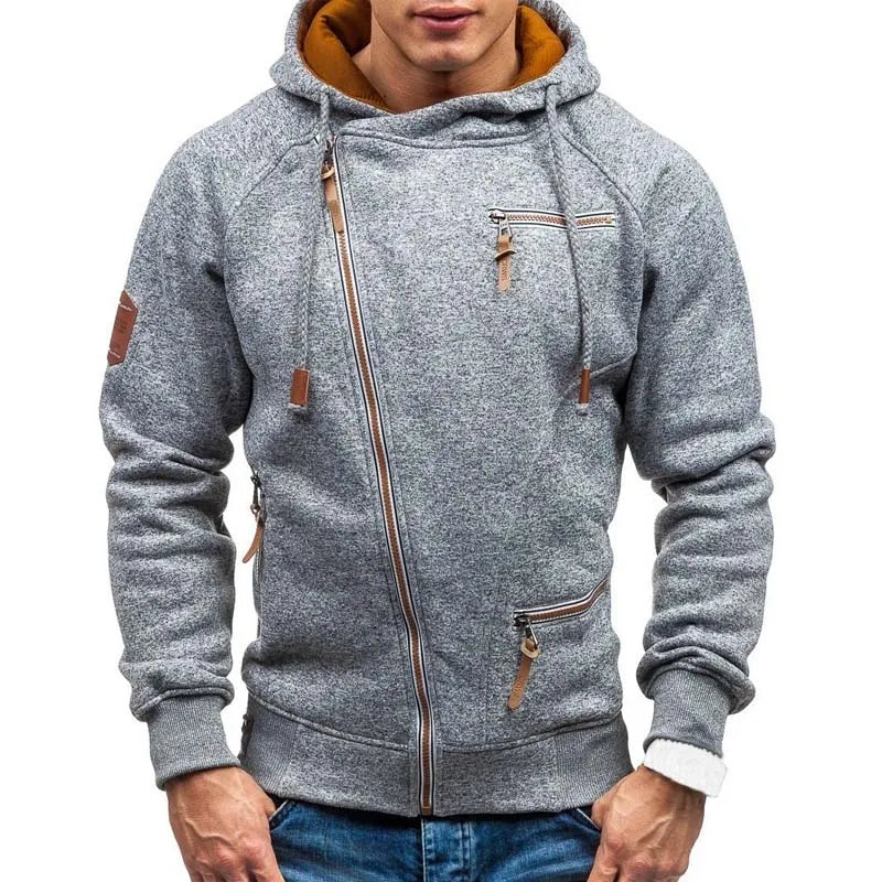 Ny hoodie för män 2025 höst avslappnad enfärgad långärmad herrhoodie sweatshirt smal dragkedja huvtröja sweatshirt herr huvtröja streetwear