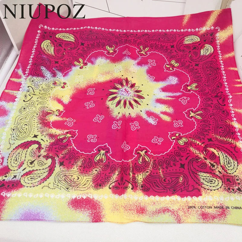 New Fashion Hip Hop 100% Cotton Bandana Square Scarf 55cm*55cm Black Red Paisley Headband Printed for Women/Men/Boys/Girls