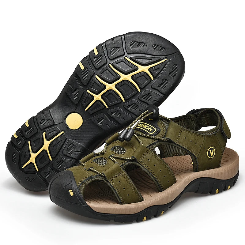 New Men Shoes Genuine Leather Men Sandals Summer Men Causal Shoes Beach Sandals Man Fashion Outdoor Casual Sneakers Size 38-48