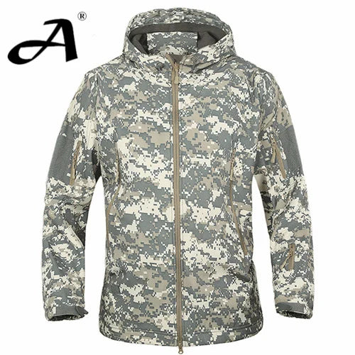 Chaqueta tipo soft shell de piel de tiburón para hombre, otoño-invierno; ropa militar impermeable, chaqueta de camuflaje.