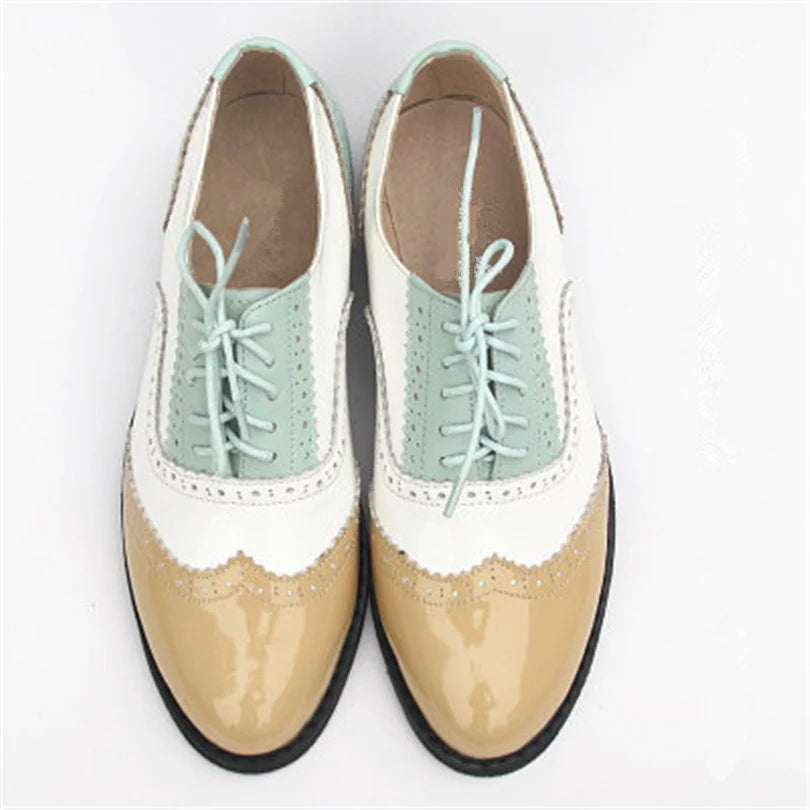 Women's Genuine Natural Leather Oxfords Brogues Elegant Designer Shoes Woman Luxury Comfortable Casual Footwear Loafers