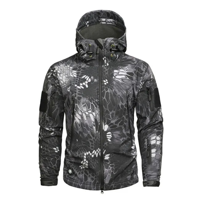 Mege Shark Skin Softshell-jacka för män, vattentät taktisk fleecejacka, vindjacka, 4XL