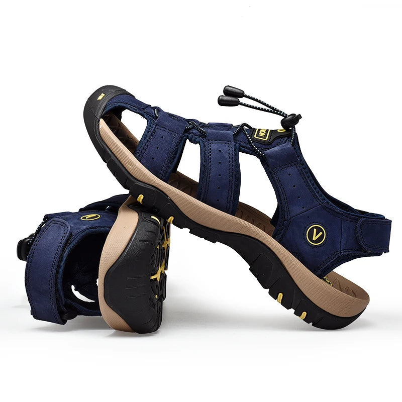 New Men Shoes Genuine Leather Men Sandals Summer Men Causal Shoes Beach Sandals Man Fashion Outdoor Casual Sneakers Size 38-48