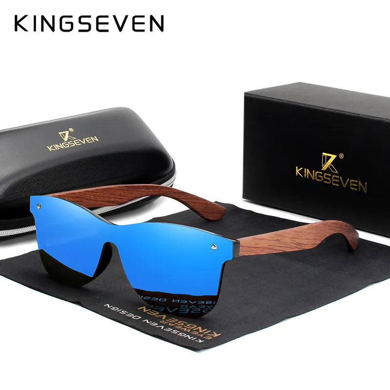 KINGSEVEN Solglasögon i naturträ för män Polariserade modesolglasögon Original ögonskydd Glasögon Oculos De Sol Masculino