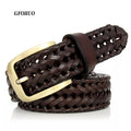 New Braided Belt Man Fashion Mens Belts Luxury Genuine Leather Good Cow Second Layer Skin Straps Men for Jeans Girdle Male